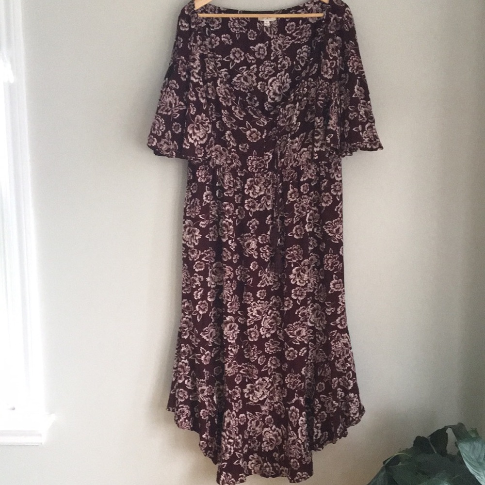 Umgee | Medium Floral Burgundy Floral Dress